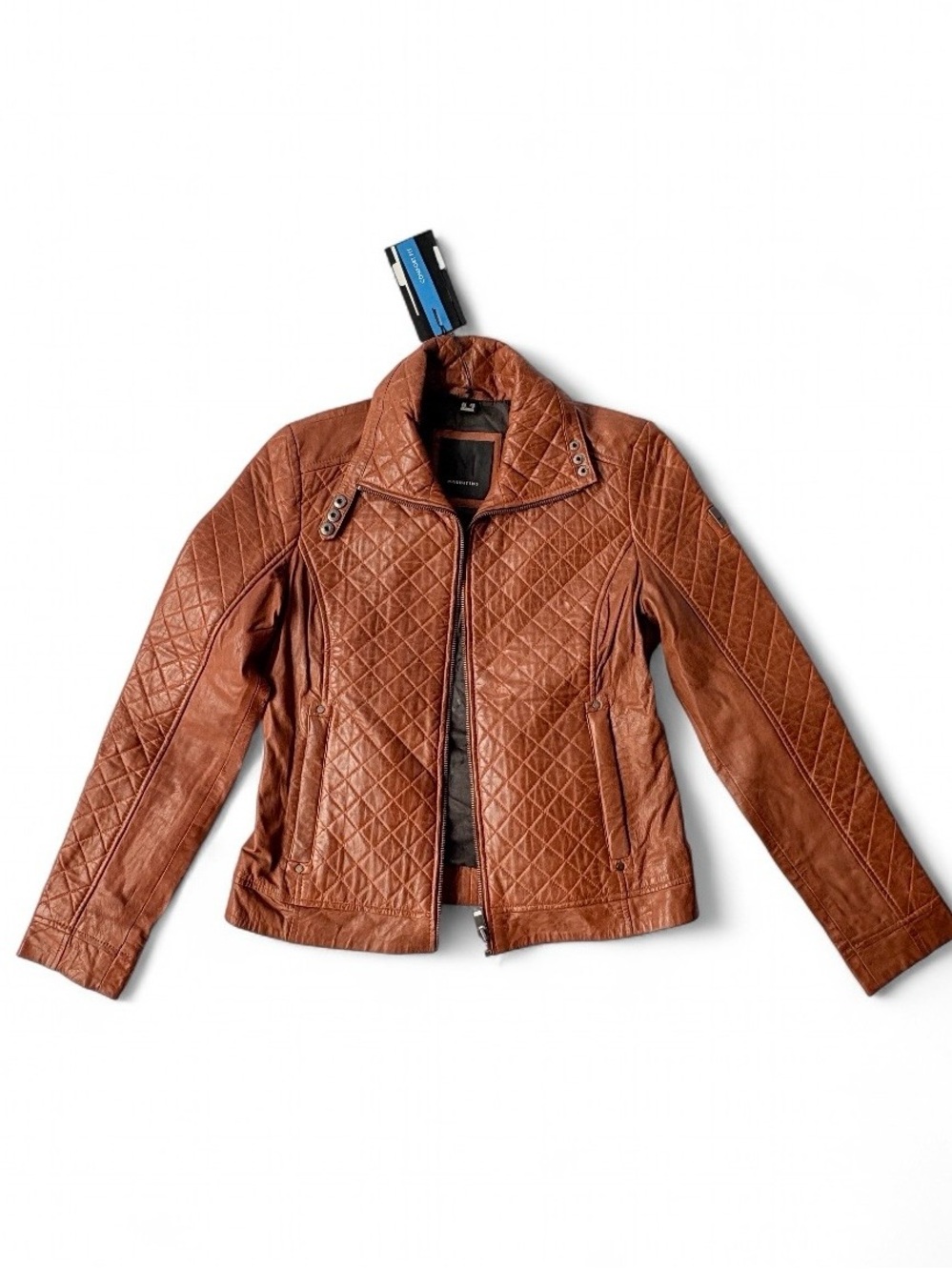 Mauritius Breana of Burnt Orange- Quilted Brown Leather Jacket
